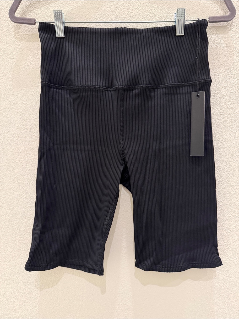 NWT Carbon38 Black Ribbed High Rise Biker Shorts